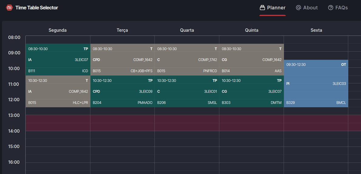 Timetable Selector